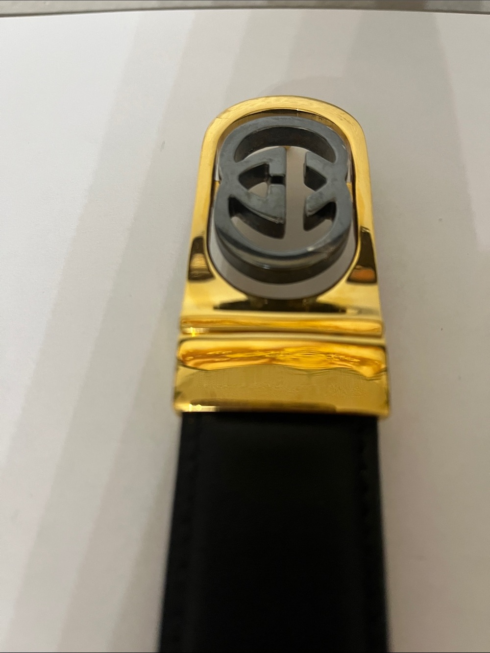 vintage Gucci Interlocking G belt gold/silver reversible black tan 32/34 036 - Picture 4 of 4